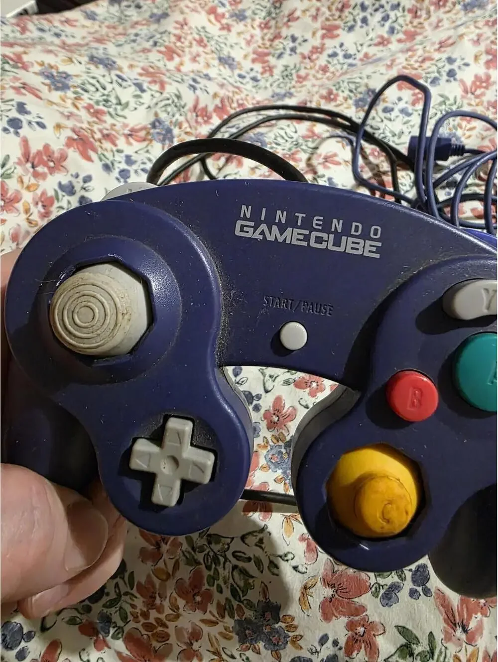 Vtg OEM Nintendo GameCube Wired Controller Indigo W/Cord Extender